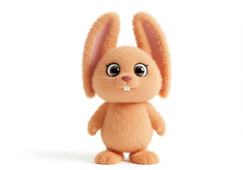 easter bunny isolated on white 3D cute cartoon animation character