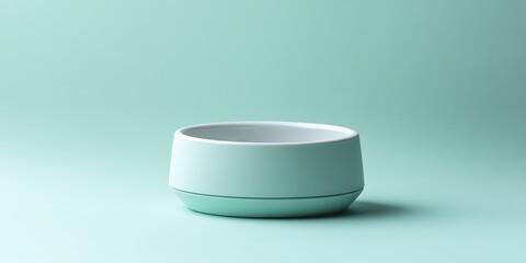 Empty baby bowl sitting on a turquoise background for feeding time