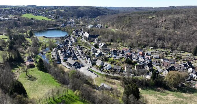 Wuppertal, small historic village, Beyenburger Stausee. The Wupper reservoir, picturesquely the old town of Beyenburg, Beyenburger Stausee