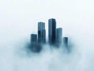 Fototapeta premium Skyscrapers emerge from fog