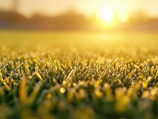 Grass lit by golden sunrise