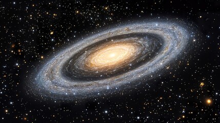 Fototapeta premium Galactic Ring in Space, shimmering with celestial dust and stars in the background