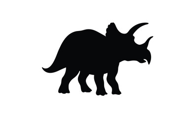 Cute triceratops vector silhouette, Cute triceratops silhouette vector flat illustration design