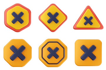 3d caution sign alert warning safety security icon set bundle