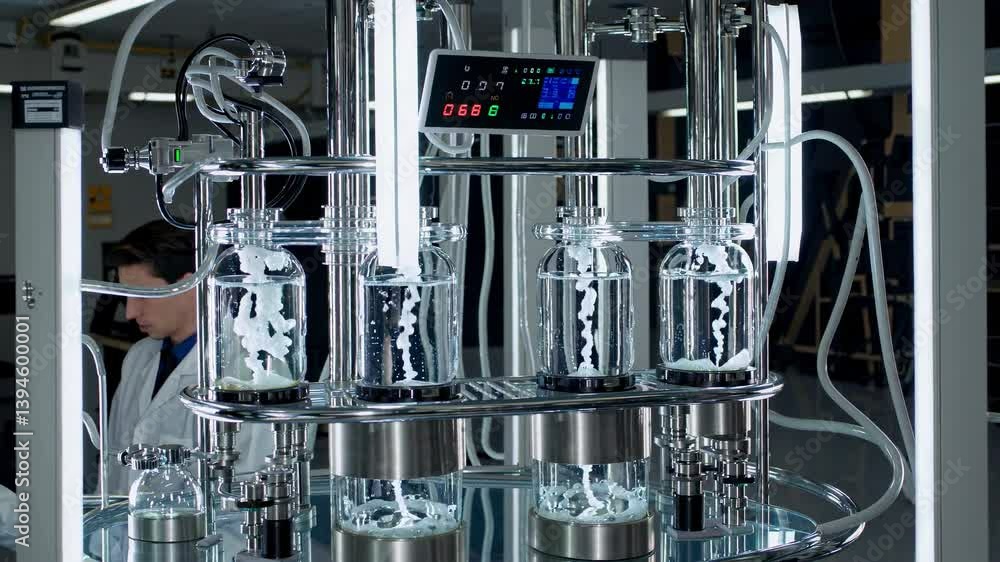 Poster modern laboratory setup showcases advanced equipment for scientific research and experimentation in 