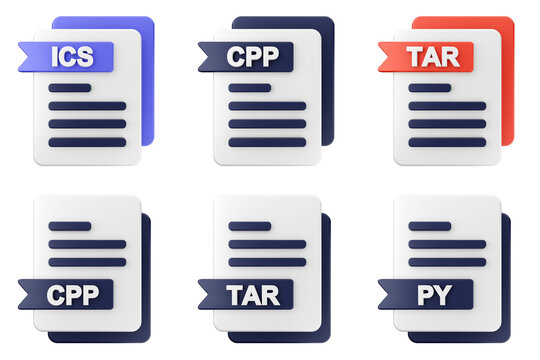 3d file format type icon set bundle ics cpp tar py
