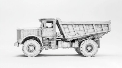 Obraz premium Vintage Dump Truck Illustration in High Detail on a White Background for Creative Projects