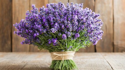 Lush bouquet of vibrant purple lavender flowers