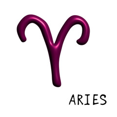 3d aries zodiac sign Esoteric symbol Astrology clipart Element for design