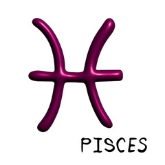 Obraz premium 3d pisces zodiac sign Esoteric symbol Astrology clipart Element for design