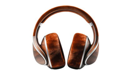 Png of Stylish over-ear headphones with a rich brown finish, showcasing elegance and comfort for audio enthusiasts.