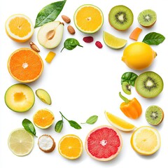 Vibrant citrus fruit display kitchen table food photography bright environment top-down view freshness concept