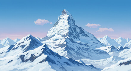Obraz premium Majestic Matterhorn Peak Snow Covered Swiss Alps Mountain Landscape
