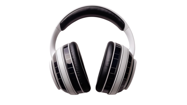 Png of Stylish white and black over-ear headphones with a sleek design, perfect for music lovers looking for comfort and quality sound.