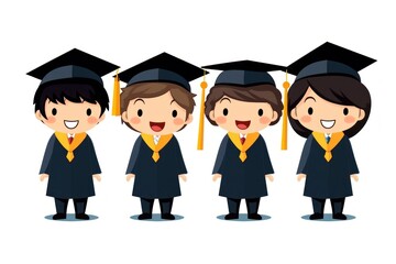 Children graduation cartoon togetherness intelligence.