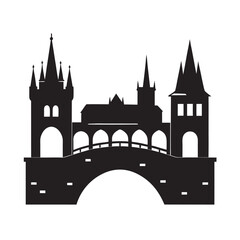 Obraz premium Charles Bridge Sketch for Prague Travel and Architecture Art