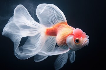 Fantasy goldfish in black background