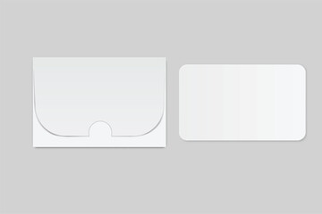 3D Realistic plastic credit card and booklet holder, open leaflet, bifold mockup isolated on background. Blank template design for online business and finance, technology payment, digital pay concept
