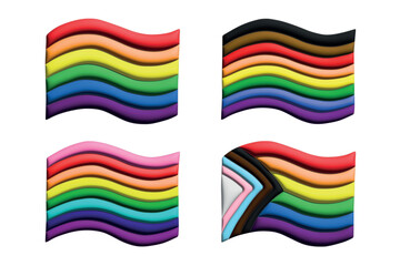 Set of colorful LGBTQ+ pride flags Gender equality and sexual identity pride flags collection LGBTQIA community pride month