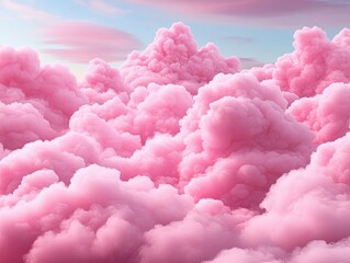 Fluffy pink clouds in the sky