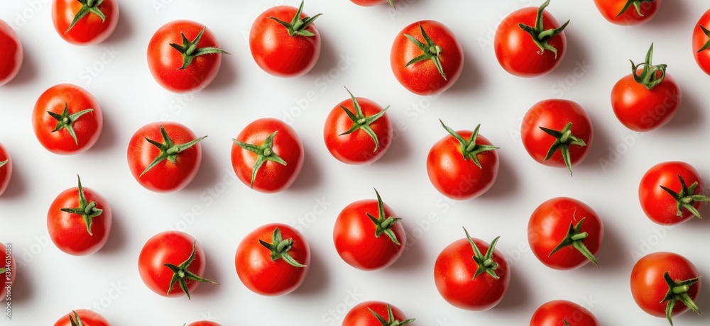 Aufkleber fresh red tomatoes arranged in a uniform pattern on white background