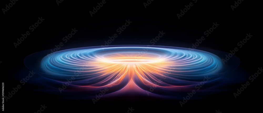 Poster abstract representation of a cosmic event with swirling patterns and a bright central core