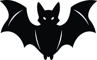 Bat Silhouette Vector Flying Nocturnal Creature Black and White