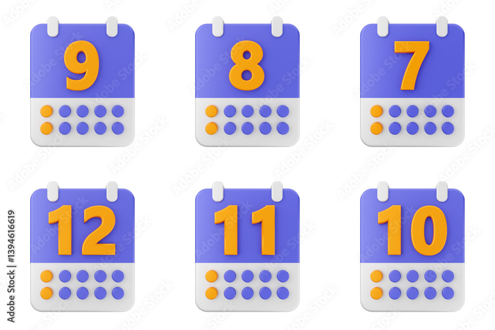 Poster 3d calendar time reminder schedule event icon set bundle