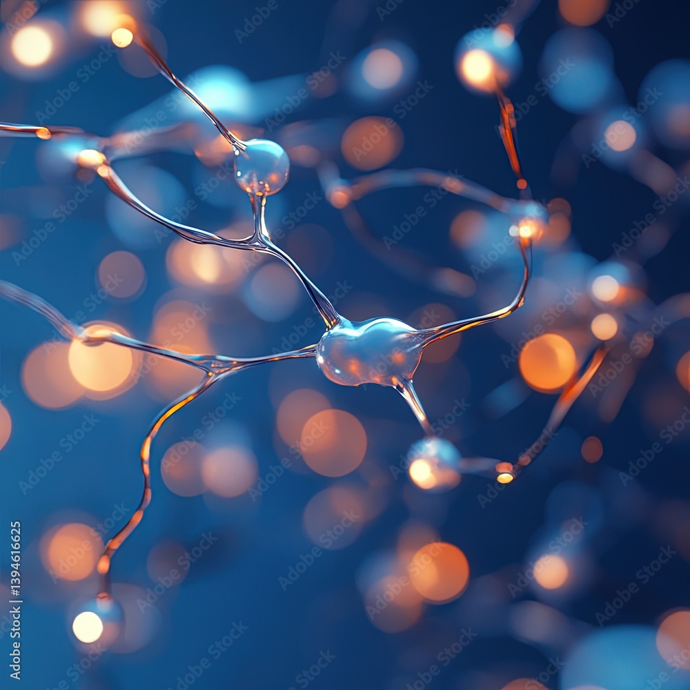 Poster neural network concept art with glowing nodes