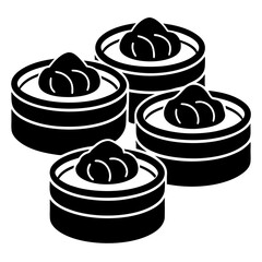 Steaming Basket Silhouette Vector – Bamboo Design on White Background.