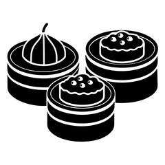 Kitchen Bamboo Steamer Icon – Black and White Vector Silhouette.