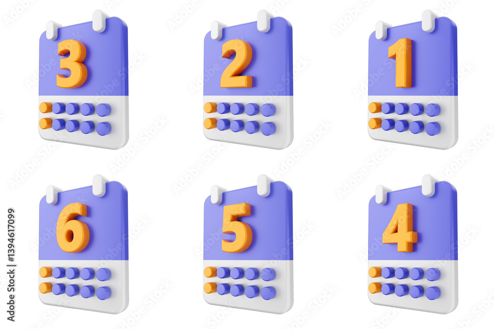 Poster 3d calendar time reminder schedule event icon set bundle