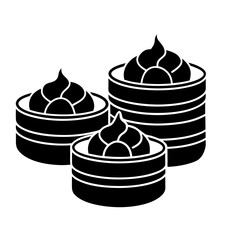 Kitchen Bamboo Steamer Icon – Black and White Vector Silhouette.