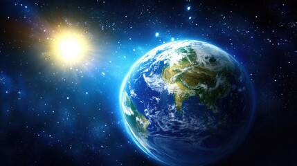 Obraz premium Earth in the cosmos, shining brightly