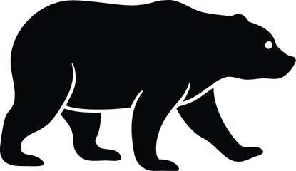 Black Bear Silhouette Vector  Wild Animal Walking Outline Design