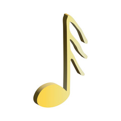 3d music note. Hand drawn musical symbol. Single element for print, web, design, decor, logo