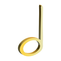 3d music note. Hand drawn musical symbol. Single element for print, web, design, decor, logo