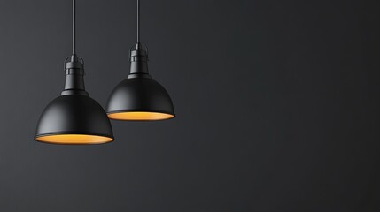 Two pendant lights in dark room