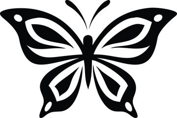 Elegant Butterfly Silhouette Vector  Black and White Insect Art Design