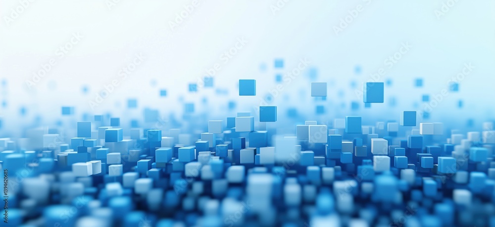 Poster 3d abstract blue cubes background with depth and perspective for digital design