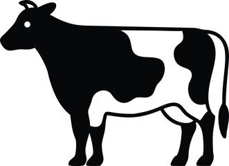 Cow Silhouette Vector  Farm Animal Black and White