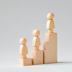 Wooden figurines stand on stairs
