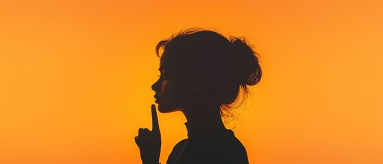 Silhouette woman gesturing for silence