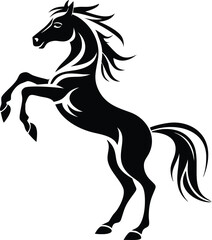 Rearing Horse Silhouette Vector Graphic Black Stallion Art