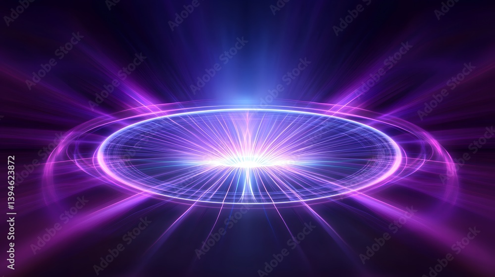 Poster abstract image of a glowing circular portal with light rays
