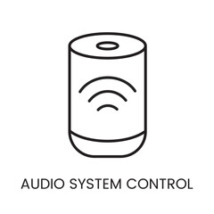 Audio system control icon for smart sound management and connected entertainment devices, editable stroke