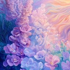 Garden of Sound: Imagine a garden where each flower represents a different sound or music note. Use soft brushstrokes to blend colors that reflect the rhythm and melody of nature, transforming the sen