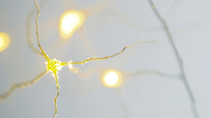 Close-up of glowing neuron synapses with vibrant neurotransmitters in microscopic brain scan, neural network and brain activity concept, neuroscience and medical research.