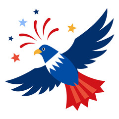 Obraz premium A patriotic eagle soaring over fireworks