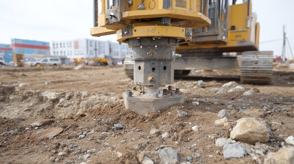 Fototapeta premium Construction Site Machinery in Action